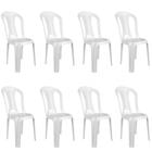 Kit com 8 Cadeiras Bistro em Plastico Suporta Ate 182 Kg Branca Mor