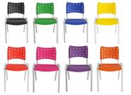 Kit Com 8 Cadeiras Iso Para Escola Escritório Comércio Coloridas Base Branca