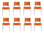 Kit com 8 Cadeiras Iso Para Escola Escritório Comércio Laranja Base Branca