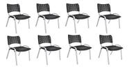 Kit Com 8 Cadeiras Iso Para Escola Escritório Comércio Preta Base Branca