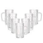 Kit Com 8 Caneca De Chopp Vidro Resistente Alto Relevo Clássico Copo Cerveja Bar C/ Alça 375ml