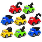Kit com 8 Carrinhos Baby Caminhões Fricção Vermelho Verde Azul Amarelo Infantil