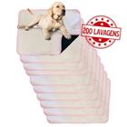 Kit com 9 Banheiro para Cães Tecido Ecológico 70x50 Branco com borda Rosa - 200 Lavagens - Vila Flor