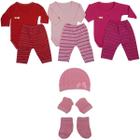 Kit Com 9 Peças Bebê Recém-nascido Menina Body, Calça, Touca, Luva e Meia