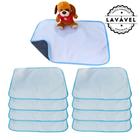 Kit com 9 Tapetinhos Alta Absorção para Pets 70x50 Branco com borda Azul 200 Lavagens