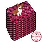 Kit com 9 Tapetinhos Alta Absorção para Pets 70x50 Patinhas Rosa 3 Camadas - 300 Lavagens