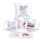 Kit Com Almofada 30x30cm e Caneca de Porcelana Coleção Amizades - Estampa Sublimada