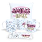 Kit Com Almofada 30x30cm e Caneca de Porcelana Coleção Amizades - Estampa Sublimada