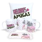 Kit Com Almofada 30x30cm e Caneca de Porcelana Coleção Amizades - Estampa Sublimada