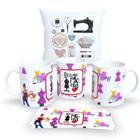 Kit Com Almofada 30x30cm e Caneca de Porcelana Profissões 2 - Estampa Sublimada