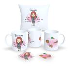 Kit Com Almofada 30x30cm e Caneca de Porcelana Profissões Fofas 2 - Estampa Sublimada