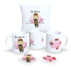 Kit Com Almofada 30x30cm e Caneca de Porcelana Profissões Fofas 2 - Estampa Sublimada