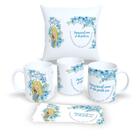 Kit Com Almofada 30x30cm e Caneca de Porcelana Signos Aquário - Estampa Sublimada