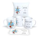 Kit Com Almofada 30x30cm e Caneca de Porcelana Signos Libra - Estampa Sublimada