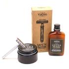 Kit Com Aparelho de Barbear Retrô, Creme e Loção Pós Barba