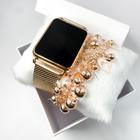 Kit com caixa de relógio quadrado rose gold led digital e pulseira feminina moderna