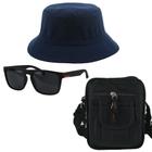 Kit Com Chapéu Bucket, Bolsa Pochete Shoulder bag mini E Oculos De Sol