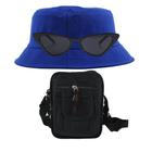 Kit Com Chapéu Bucket, Bolsa Pochete Shoulder E Oculos De Sol - MD-02