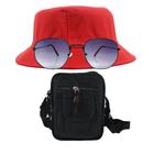 Kit Com Chapéu Bucket, Bolsa Pochete Shoulder E Oculos De Sol - MD-04