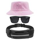 Kit Com Chapéu Bucket Hat, Pochete Ajustável Impermeável Saída Para Fone E Oculos De Sol