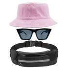 Kit Com Chapéu Bucket, Pochete Impermeável Ajustável Impermeável E Óculos De Sol Feminino Gatinho Armação Quadrada MD-10