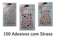 Kit com + de 150 Adesivos Flores com Strass para Decoração de Unhas