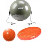 Kit com Disco de Equilibrio + Bola 65 Cm com Extensor + Over Ball 25 Cm Liveup Sports