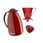 Kit com Garrafa Térmica Café Chá Prático Unitermi Vermelho