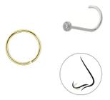 Kit Com Piercing De Prata E Ouro 18k Nariz Nar10