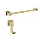 kit com Porta Toalha de Banho 62cm e 01 Cabide Gold Ducon Metais Gold