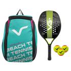 Kit com Raquete Beach Tennis Action Full Carbon, 3 Bolas e 1 Mochila de Transporte VG Plus