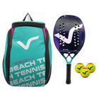 Kit com Raquete Beach Tennis Shine 12K Carbon, 3 Bolas e 1 Mochila de Transporte VG Plus