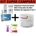 Kit com Triturador de Alho legumes e Dispenser aplicador de pasta de dente