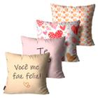 Kit Com4 Capas de Almofadas Te Amo Multicolors 45x45cm