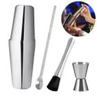 Kit Combo Coqueteleira Boston Caipirinha Bartender Profissional Completo Inox 820 ml Combo 4 Peças