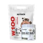 Kit combo whey w100 900g + creatina 300g nutrata sabores variados