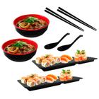 Mandiali e-Shop : Kit Comida Japonesa com Pratos, Tigelas, Hashi, Colheres  e Molheiras