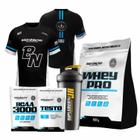 Kit Completo Body Nutry: Whey Pro 900g, Testo 30 Caps e BCAA 3000 Proteínas e Aminoácidos para Potencializar Seus Treinos