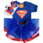 Kit Completo Body Super Girl Infantil Personagens Mesversario Fantasia