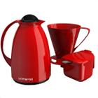 Kit Completo Café Garrafa 650ml Açucareiro Filtro 102/103 Vermelho