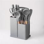 Kit Completo de Cozinha 19 Utensílios com Cabo de Madeira e Silicone Tábua de Corte Inclusa - Cinza - KITCHENWARE SET