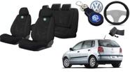 Kit Completo de Personalização: Capas para Bancos Polo 2001-2010 + Volante + Chaveiro VW