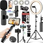 Kit Completo Hing Light Tripé Bastão Controle Microfone Sem Fio Filmagem no Celular