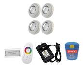 Kit Completo Iluminação Piscina 32m² - 4 Leds 4w + 1 Módulo - Zizi Piscinas