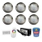 Kit Completo Iluminação Piscina 78m² 6 Leds 6w Inox + Módulo