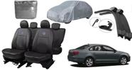 Kit Completo Jetta: Capa de Couro 10-17 + Cobrir Automóvel + Limpador