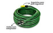 Kit Completo Mangueira Jardim Trançada Suporte, Esguicho,