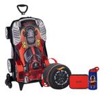 Kit Completo Mochila Malinha Hot Wheels Tam G 3d Alto Relevo