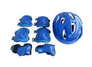 Kit Completo Para Proteção Infantil Capacete Joelheira Com 7 Peças Azul Tam M Belfix