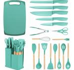 Kit Completo Utensílios De Cozinha Silicone Facas 19 Peças